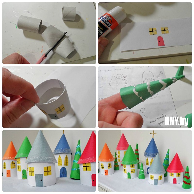 Поделка новогодний домик своими руками: как сделать домик из цилиндров от туалетной бумаги