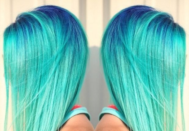 тренды 2021 волосы: яркие голубо-зеленые
