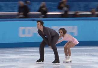 Анимация Парень с девушкой на льду в танце, гифка