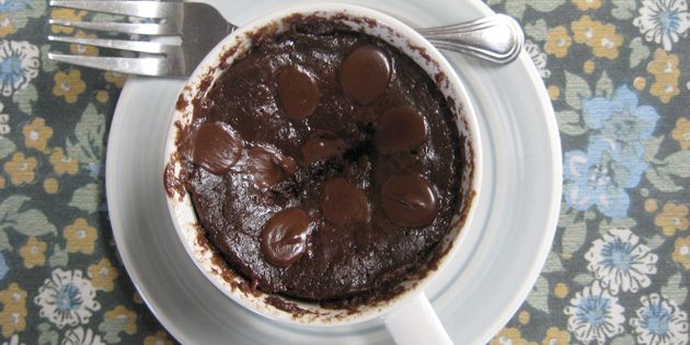 рецепты быстрых блюд: шоколадный кекс в чашке