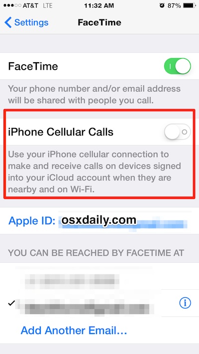 Stop different iPhones ringing together by turning off FaceTime iPhone Cellular Calls feature