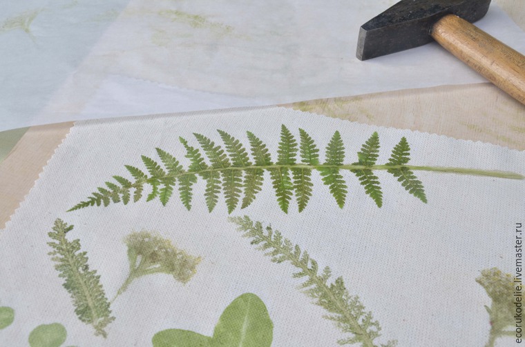 Как сделать отпечатки растений на ткани, фото № 12
