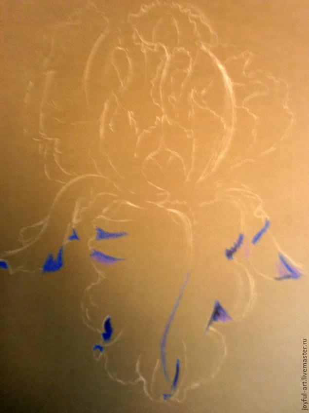 Рисуем голубой ирис масляной пастелью, фото № 3