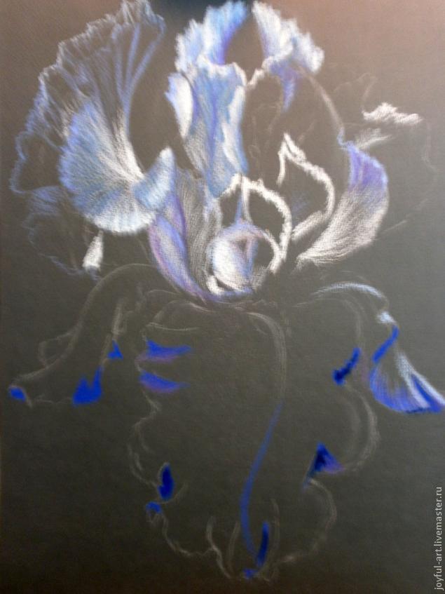Рисуем голубой ирис масляной пастелью, фото № 5