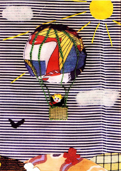 Воздушный шар с корзиной из ткани