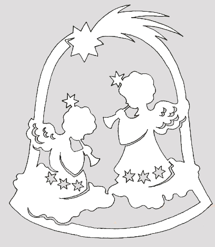Новогодний ангелочек - шаблон для вырезания из бумаги, пример 3