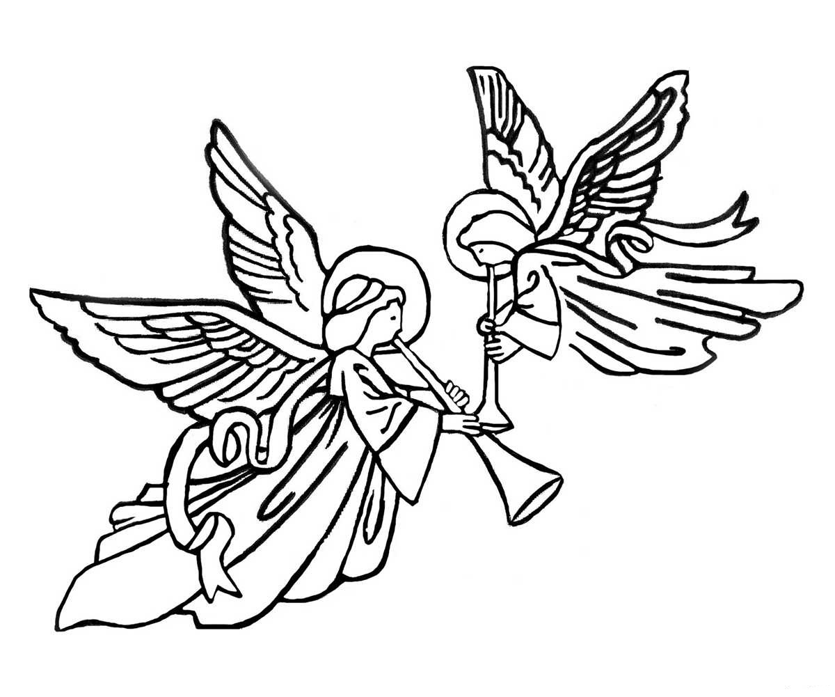 Шаблон ангелов для рисования или вырезания, пример 5