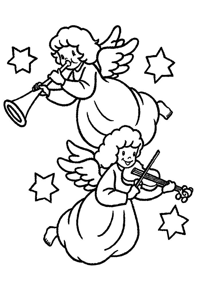 Шаблон ангелов для рисования или вырезания, пример 8
