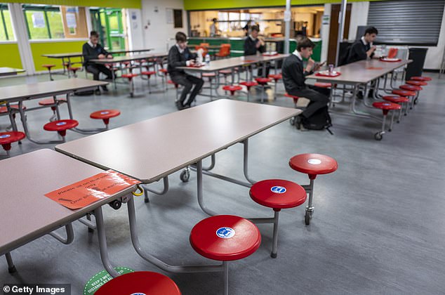 The canteen at Longdendale High in Hyde. Pupils are returning to lessons in September but face an uphill battle to catch up with time lost due to coronavirus