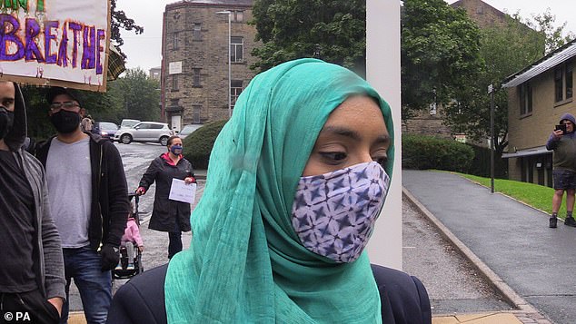 Safyah, who did not wish to give her surname, joined around 100 people for a demonstration outside Halifax police station