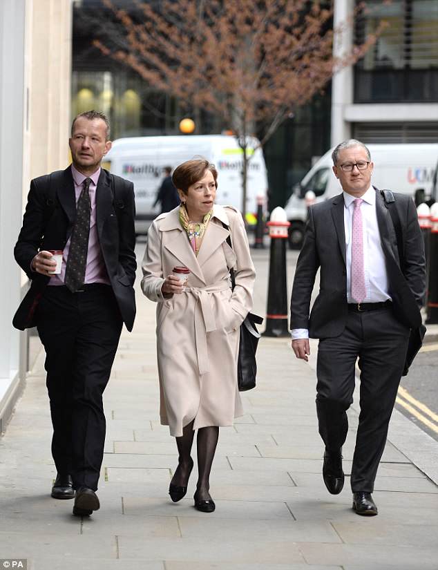 Gary Smith (right) with other senior BBC figures attending the High Court hearing over the broadcast