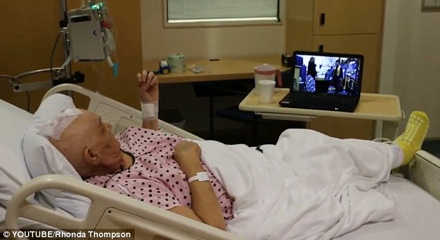 Proud grandma: Last June, Sharon watched a live feed of her eldest grandchild