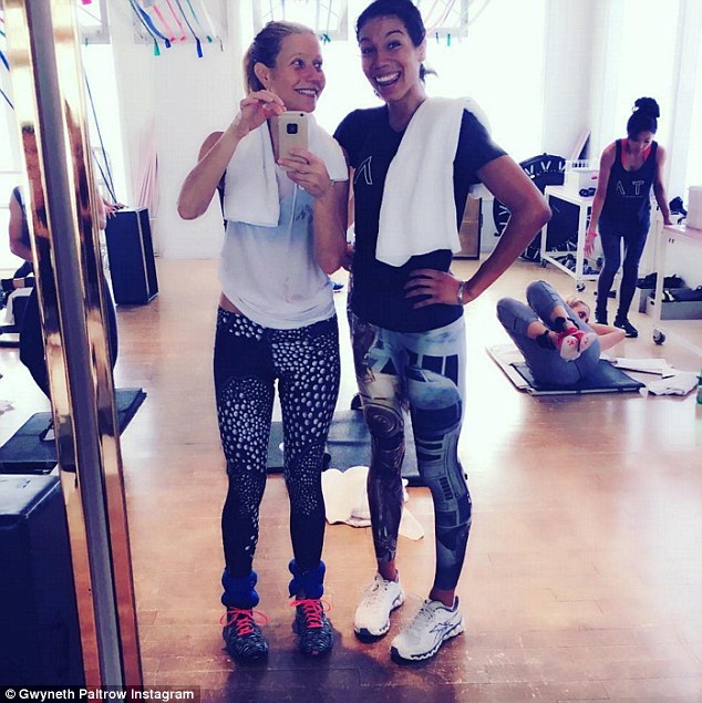 Taking a more relaxed approach: The star, who once said everyone should exercise, says she has mellowed a bit when it comes to diet and exercise these days but remains dedicated to The Tracy Anderson Method (pictured here with pal Joie Lee Ruggiero)