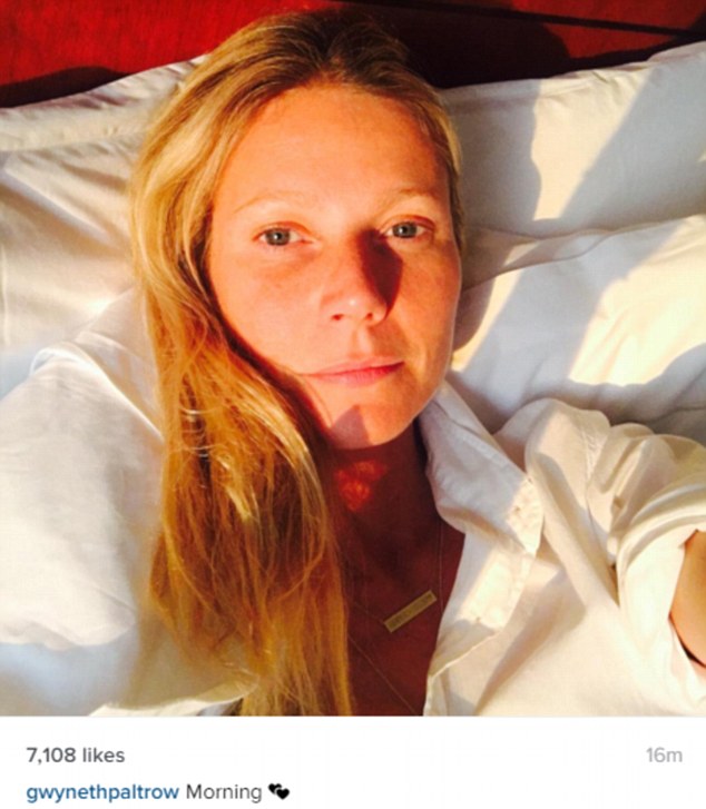 I woke up like this: Gwyneth Paltrow posted this bedroom selfie on Saturday 