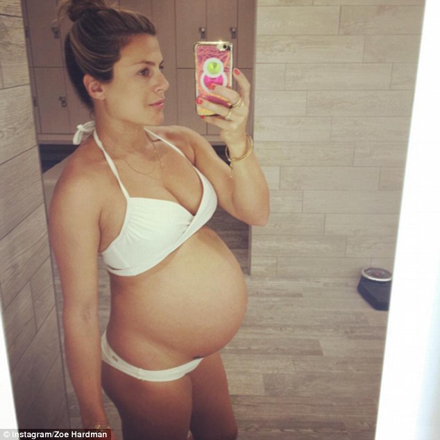Before the arrival: Zoe Hardman seemed to be enjoying the final few weeks of her pregnancy as she showcased her beautiful baby bump in a white bikini for an Instagram post last month
