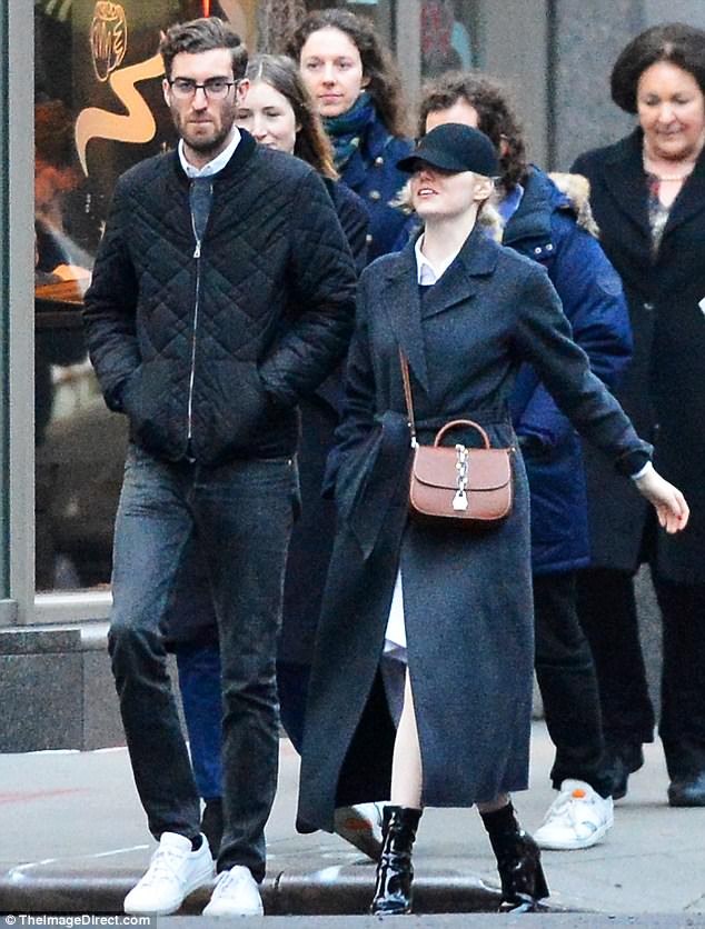 Happy couple: Dave, 32, looked casual for the couple