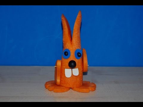 Заяц из моркови. Осенние поделки из овощей в садик и школу своими руками.