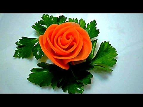 Роза из моркови. Flowers from carrots. Decoration of carrots.