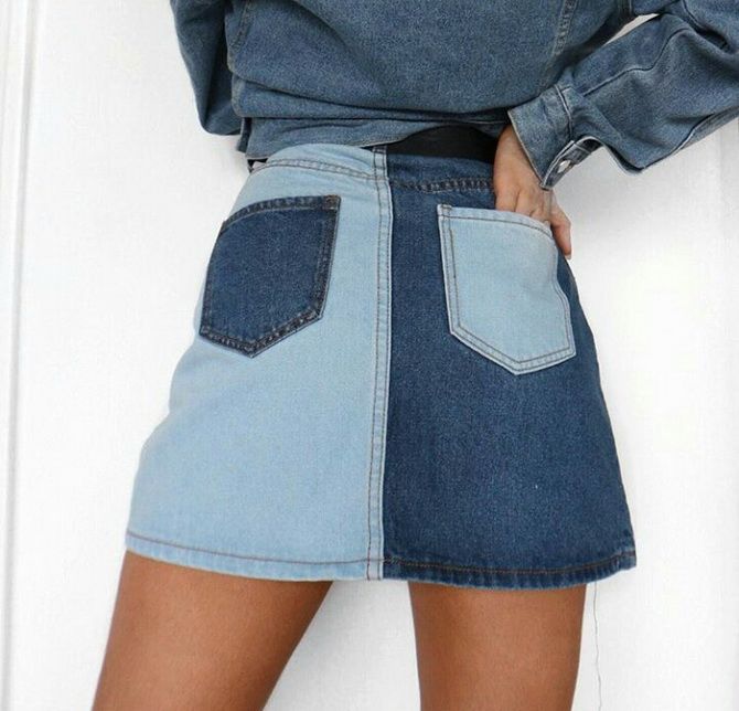 с чем носить джинсовую юбку мини тренды