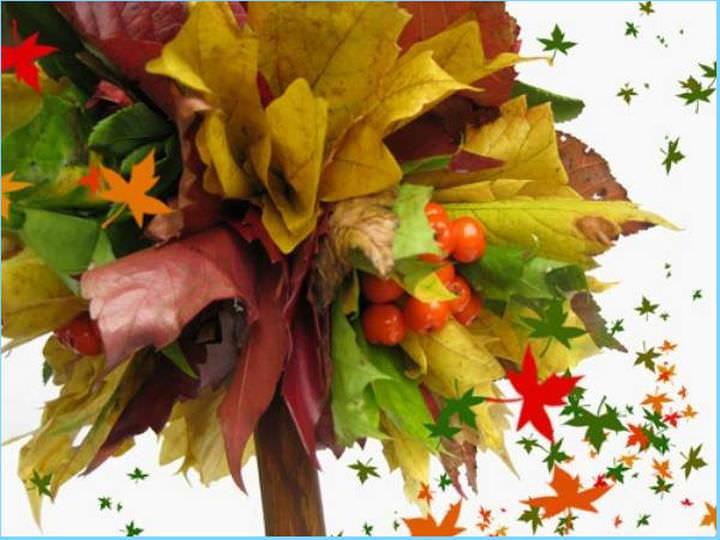 Топиарий из листьев – отличный подарок ко дню учителя или украшение домашнего интерьера. Оформить его можно любым природным материалом