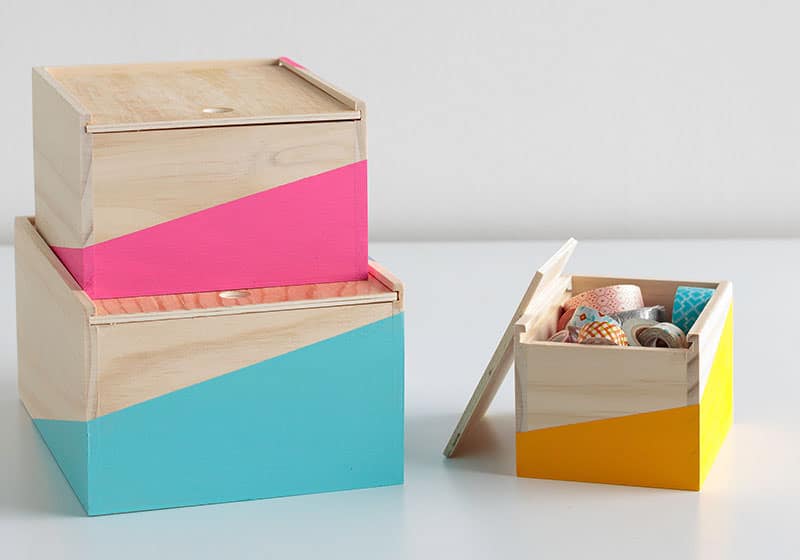 presents for teachers - DIY colorblocked painted boxes