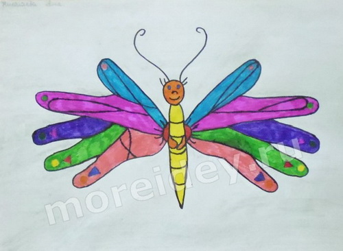 Рисунки детскими ладошками: бабочка