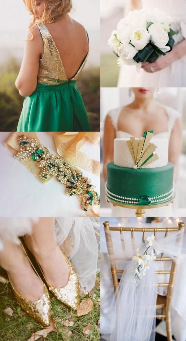 Свадебная палитра зеленый  и золотой цвет