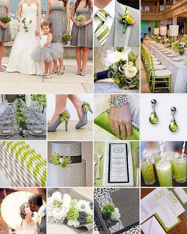 Цвет свадьбы зеленый и серый
