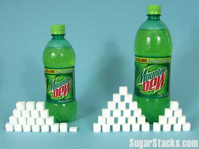 Sugar in Mountain Dew, in sugar cube form
