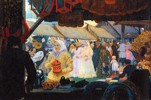 Картина Б.М. Кустодиева "Ярмарка"