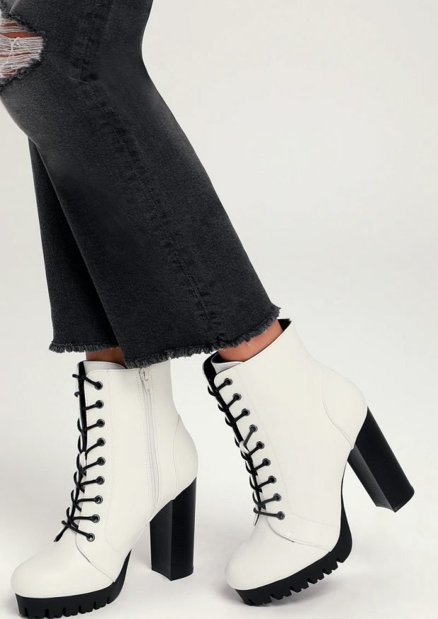 Модная обувь осень-зима 2019 2020: толстая подошва высокий каблук белые