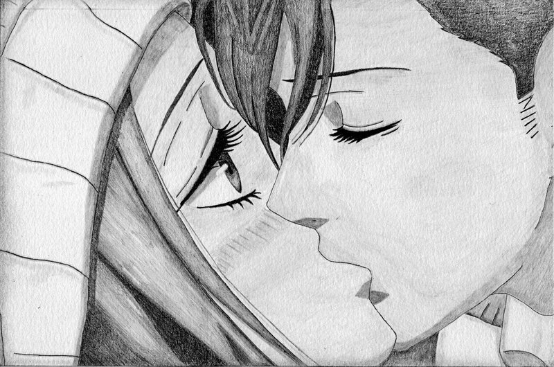 Рисунок карандашом: поцелуй