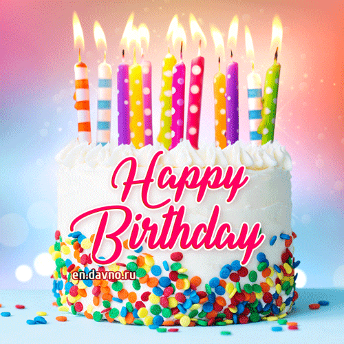 Download Beautiful Birthday Cake with Candles (GIF)
