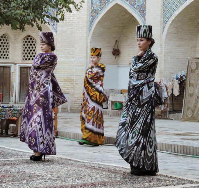 платья из узбекского атласа