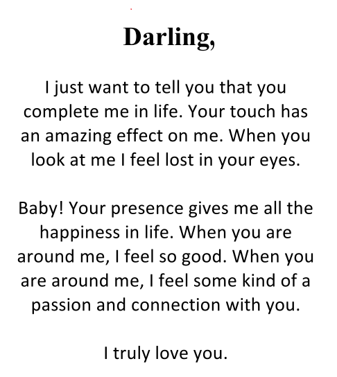 Darling Romantic Love Letter For Him